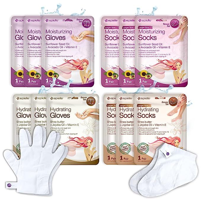 Epielle Hydrating & Moisturizing Gloves & Socks Masks Combo 12pk for Hand and Foot - Dry hand, Dry c | Amazon (US)