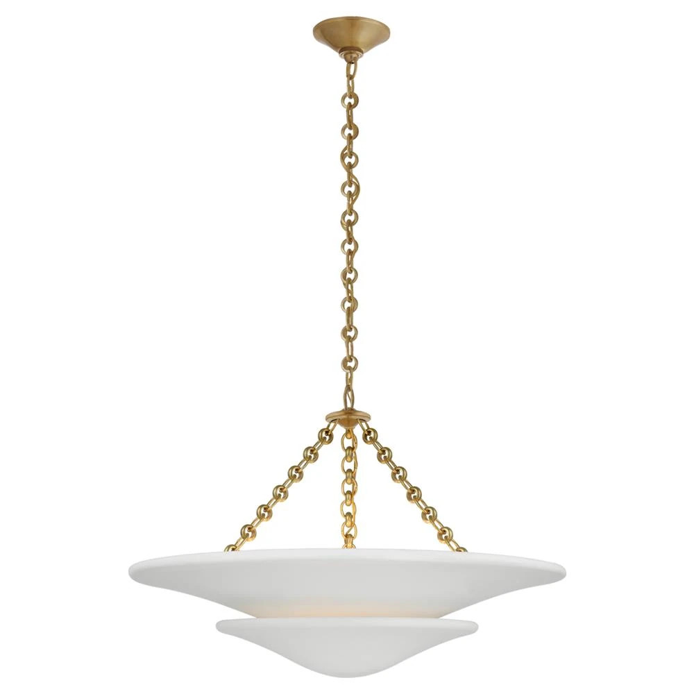 Visual Comfort Mollino Mid Century Antique Brass 2 Tier Chandelier - Medium | Kathy Kuo Home