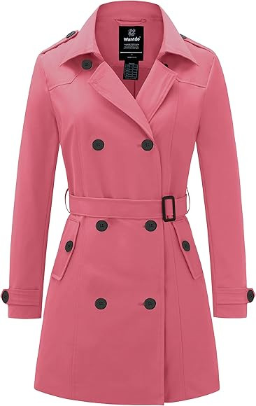 wantdo Women's Waterproof Trench Coat Classic Lapel Outerwear Coat with Belt | Amazon (US)