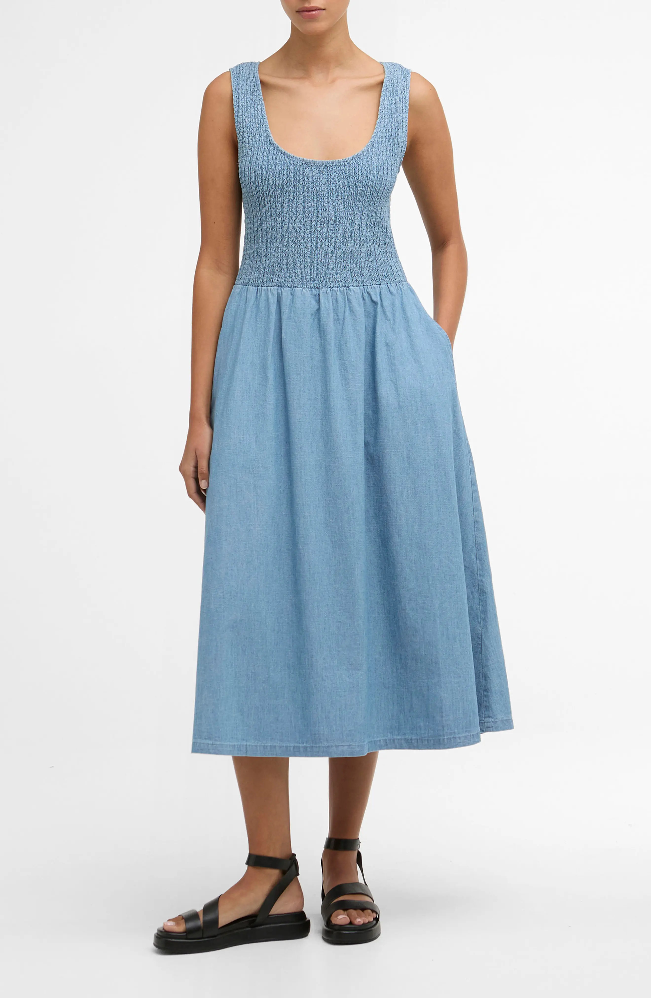 Barbour Josie Sleeveless Chambray Midi Dress (Women) | Nordstrom | Nordstrom