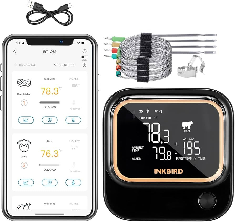 5GHz WiFi and Bluetooth 5.1 Meat Thermometer, Inkbird WiFi Grill BBQ Meat Thermometer for Smoker,... | Amazon (US)