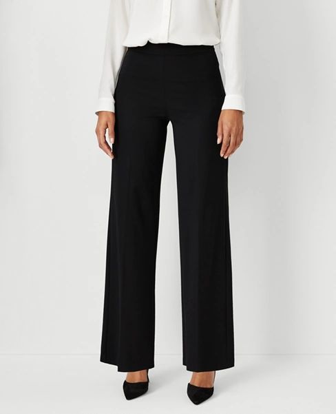 The Side Zip Wide Leg Pant in Knit | Ann Taylor (US)