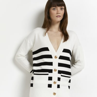 Cream striped cardigan | River Island (UK & IE)