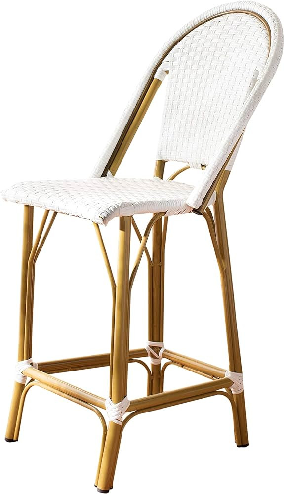 Safavieh PAT4019C Collection Gresley Indoor-Outdoor Stacking French Bistro White Counter Stool | Amazon (US)
