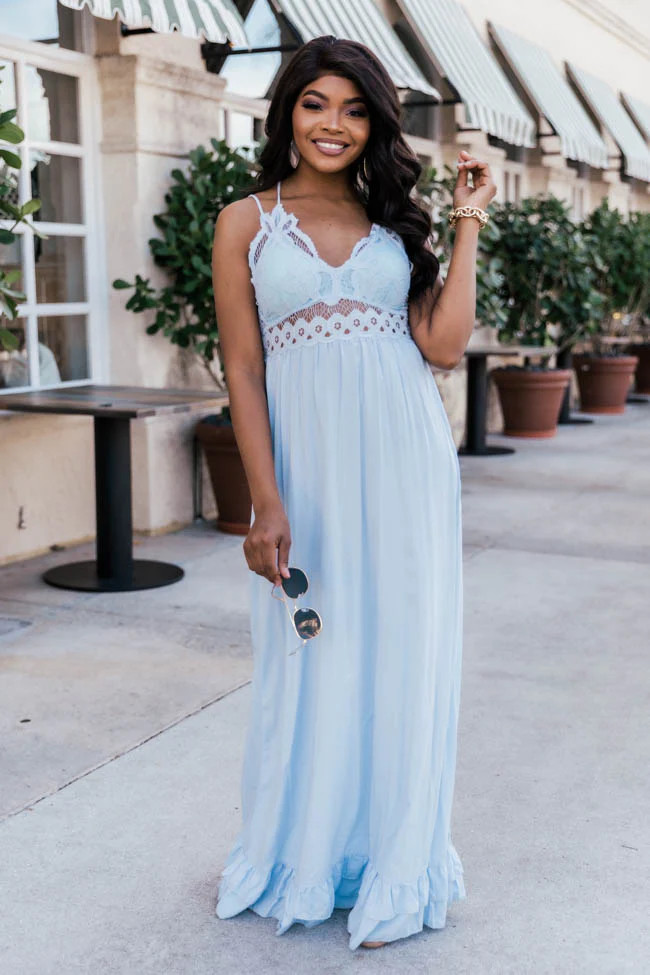 Such A Delight Light Blue Lace Maxi FINAL SALE | The Pink Lily Boutique