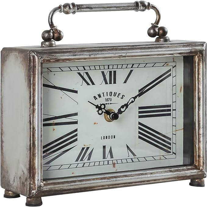 NIKKY HOME Vintage Shelf Clock, Shabby Chic Desk Clock, Industrial Decor Battery Operated Table C... | Amazon (US)