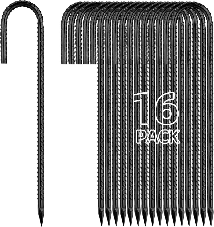 Besitu 12 Inch Rebar Stakes J Hook Ground Stakes 16-Pack Heavy Duty Galvanized Chain Link Fence S... | Amazon (US)