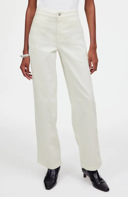 Madewell The Emmett Wide Leg Full Length Corduroy Pants: Welt Pocket Edition in Winter White at Nordstrom, Size 23 | Nordstrom