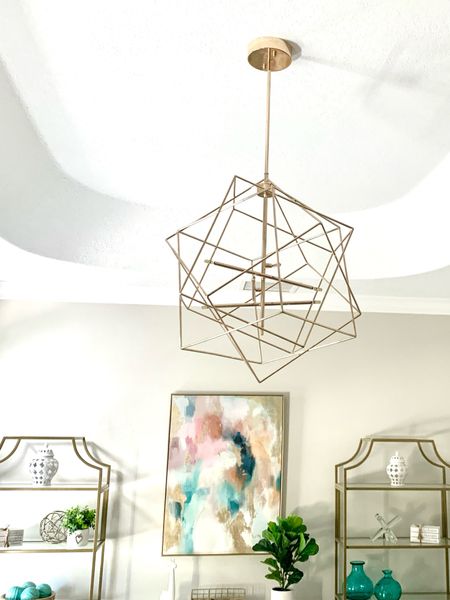 Home decor, Gold geometric chandelier, and gold etagere bookshelves

#LTKSeasonal #LTKhome #LTKstyletip
