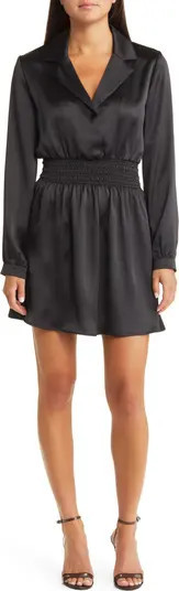 Long Sleeve Satin Mini Shirtdress | Nordstrom