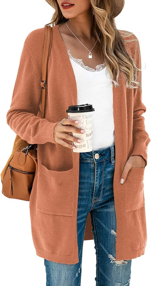 TASAMO Womens Color Block Striped Draped Kimono Cardigan Long Sleeve Open Front Casual Knit Sweat... | Amazon (US)