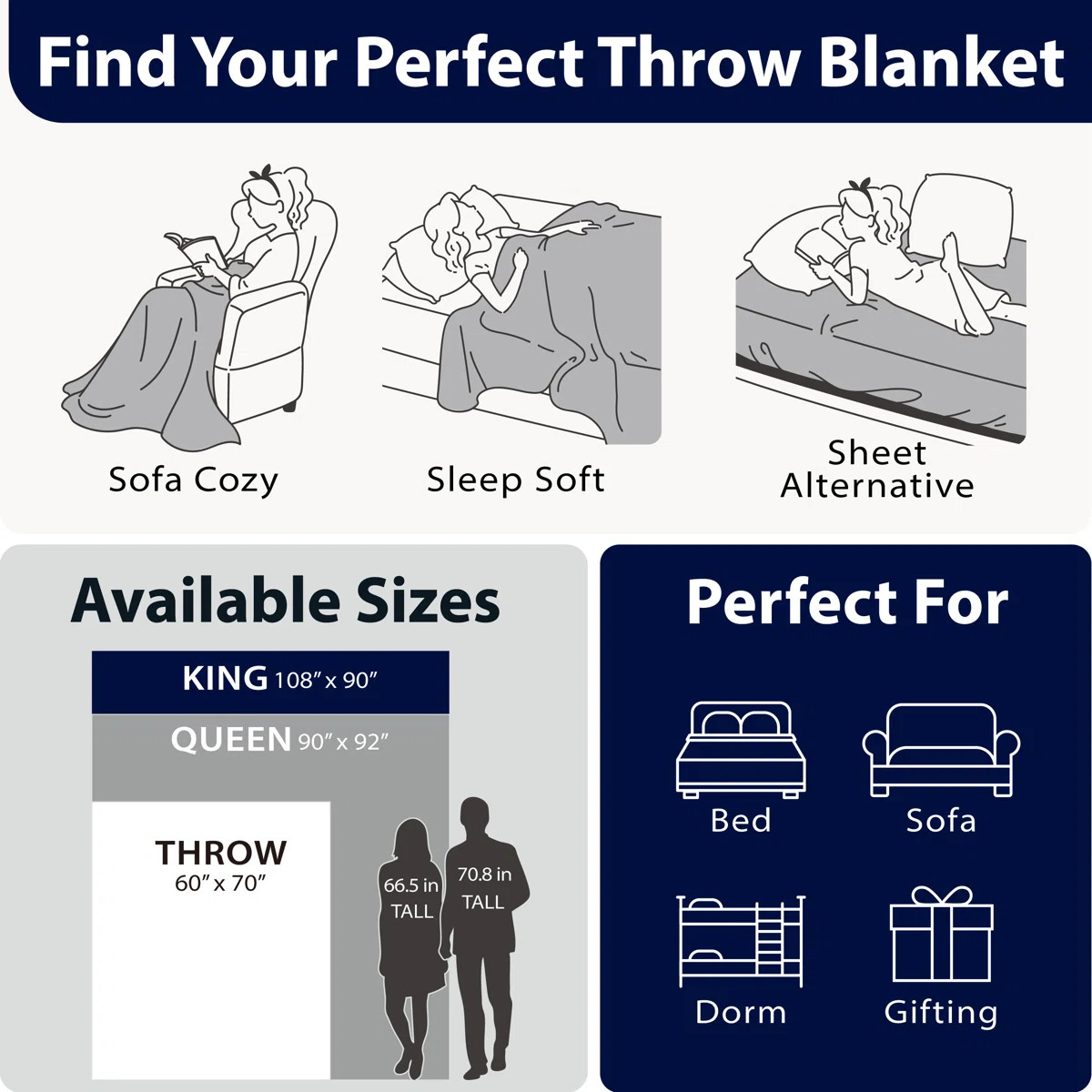 Ultra Soft Plush Fleece Throw Blanket, Double Sided Cozy Thick Warm Blanket for Sofa & Bed,  Taup... | Wayfair North America