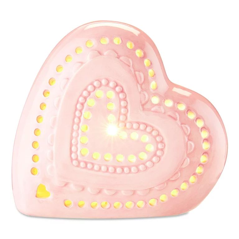 Way To Celebrate 4.25" LED Ceramic Heart Decoration, Pink | Walmart (US)