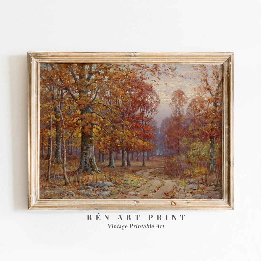 Fall Landscape Wall Art Autumn Landscape Painting Nature PRINTABLE Art Fall Wall Art Warm Tone Pr... | Etsy (US)