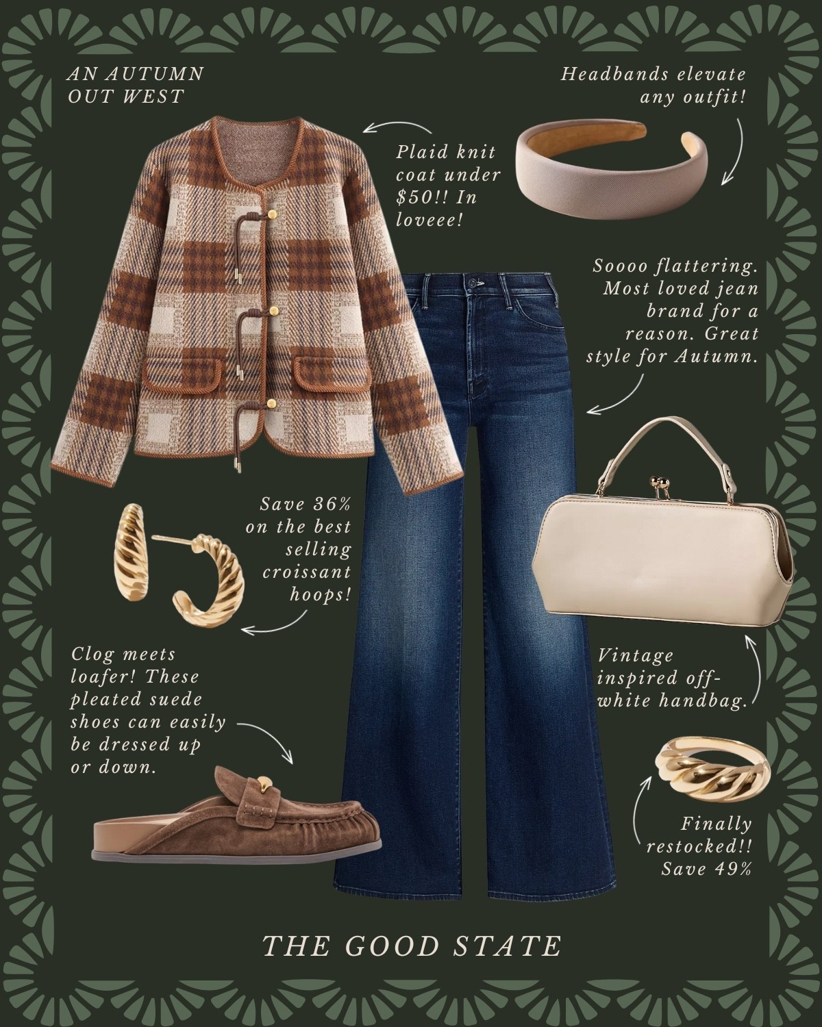 This collection is for all the girlies living their best life as the weather begins to cool down and the leaves begin to change. For the ladies planning their next getaway to Aspen, the Fort Worth Stockyards, a country concert at the Red Rocks Amphitheater or maybe even a weekend trip to the iconic rodeo in Cody, Wyoming. This is for the ladies who love Ralph Lauren and who appreciate a blend of casual and refined pieces. A blend of Western and English Equestrian. A dash of Americana and maybe even a hint of Gilmore Girls 💁🏼‍♀️ This is for the ones who love all things suede, plaid and of course good denim moment and a pair of cowboy boots. This is for the girlies who thrive when layering clothes and who accessorize with a neck scarf, wrist watch and leather bag. This collection is for the ladies who love quality pieces that are classic, polished and will stand the test of time and outlive the ever changing trends. This is for you, my fellow Fall girlies🍂


Wedding guest, jeans, back to school, college outfit ideas, riding boots, wedding guest dress, western style, JCrew, JCrew factory, Anthropologie, Anthro, quince, nordstrom, tuckernuck, Walmart fashion, H&M, mini dress, fall photoshoot, designer look for less, saddle bag, boots, jacket, coat, family photos outfits, madewell, Toups and co, clean beauty, Kate spade, Amazon fashion, loafers, Breda, Susan Shaw, loeffler Randall, the good state, Lauren England, Martha Stewart, 90s, barn jacket, country concert, rodeo 

#LTKSaleAlert #LTKStyleTip #LTKFindsUnder50