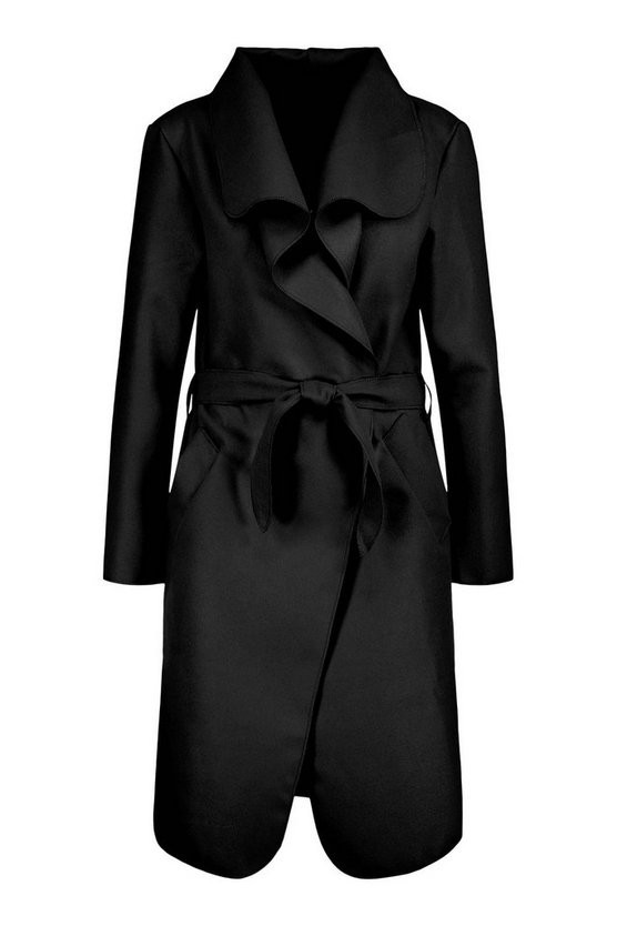 Belted Shawl Collar Coat | Boohoo.com (US & CA)