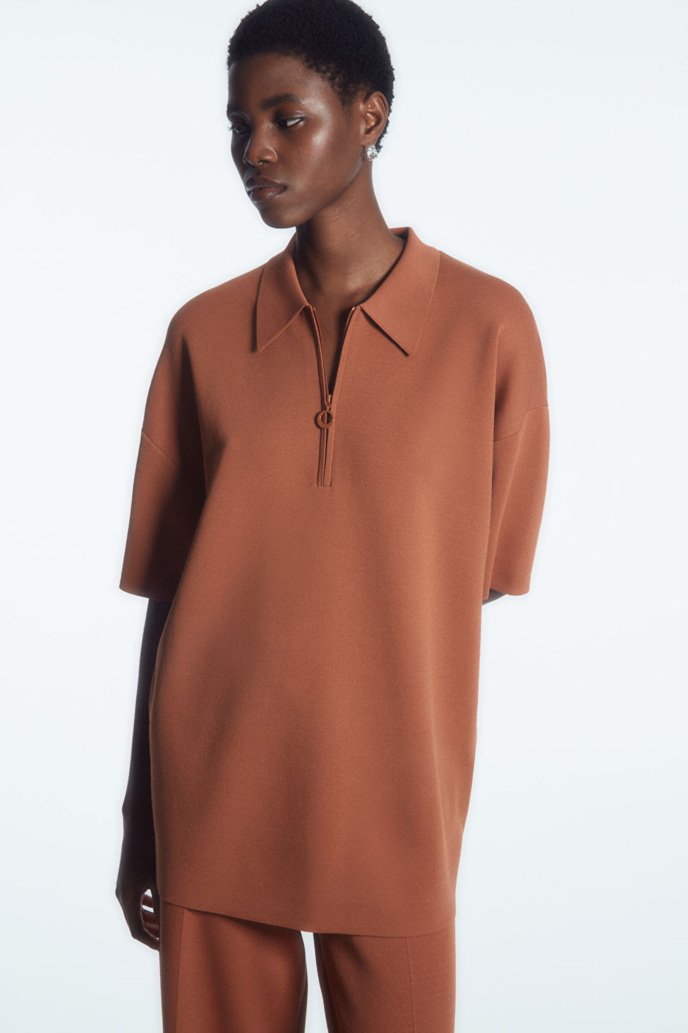 DOUBLE-FACED KNITTED ZIP-UP POLO SHIRT | COS (US)