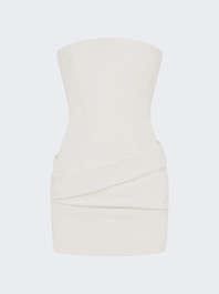 Leather Curved Corset Drape Mini Dress White  | The Webster | The Webster