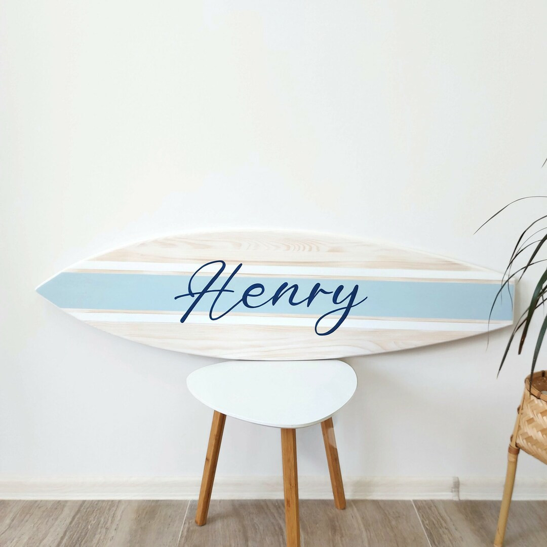 Custom Wood Name Surfboard Sign Wall Art for Baby Shower Gift Baby Boy Name Sign for Nautical Nur... | Etsy (US)