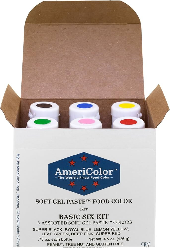 AmeriColor Basic Six Kit Soft Gel Paste Food Color, 0.75 Ounce, 6 Pack Kit | Amazon (US)