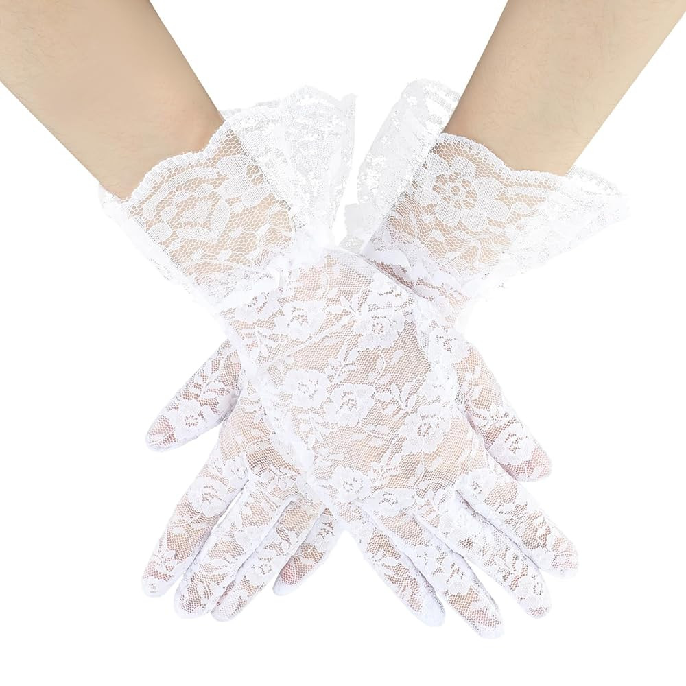 Women Lace Gloves Short Wedding Glove Tea Party Gloves Courtesy Glove for Opera Evening Wedding T... | Amazon (US)