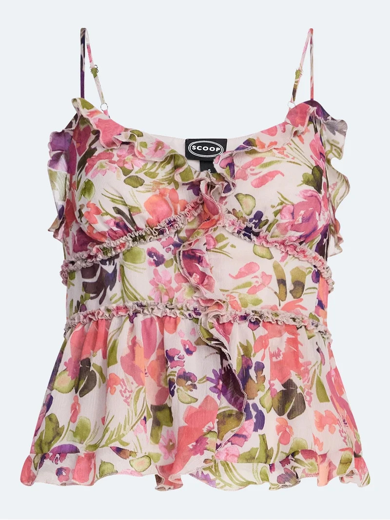 Scoop Women's and Women's Plus Ruffle Camisole Tank Top, Sizes XS-4X | Walmart (US)