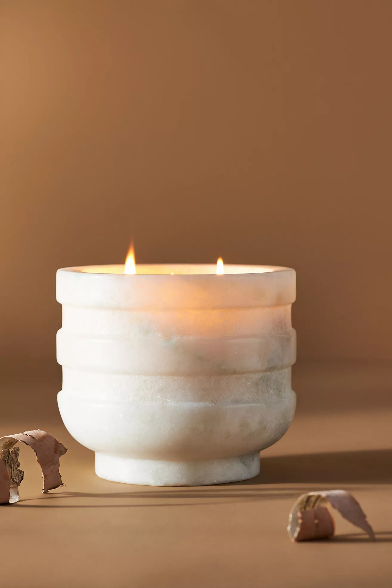 Vita Woody Birchwood & Cashmere Cut Marble Candle | Anthropologie (US)