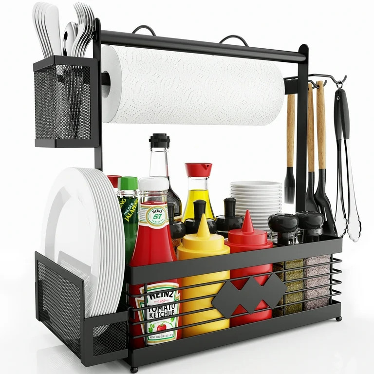 Aofmee Grill Caddy, BBQ Caddy with Camping Paper Towel Holder and Plate Holder | Family Outdoor P... | Walmart (US)