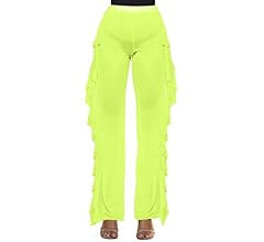Willow Dance Women's Perspective Sheer Mesh Ruffle Pants Swimsuit Bikini Bottom Cover Up Pants | Amazon (US)