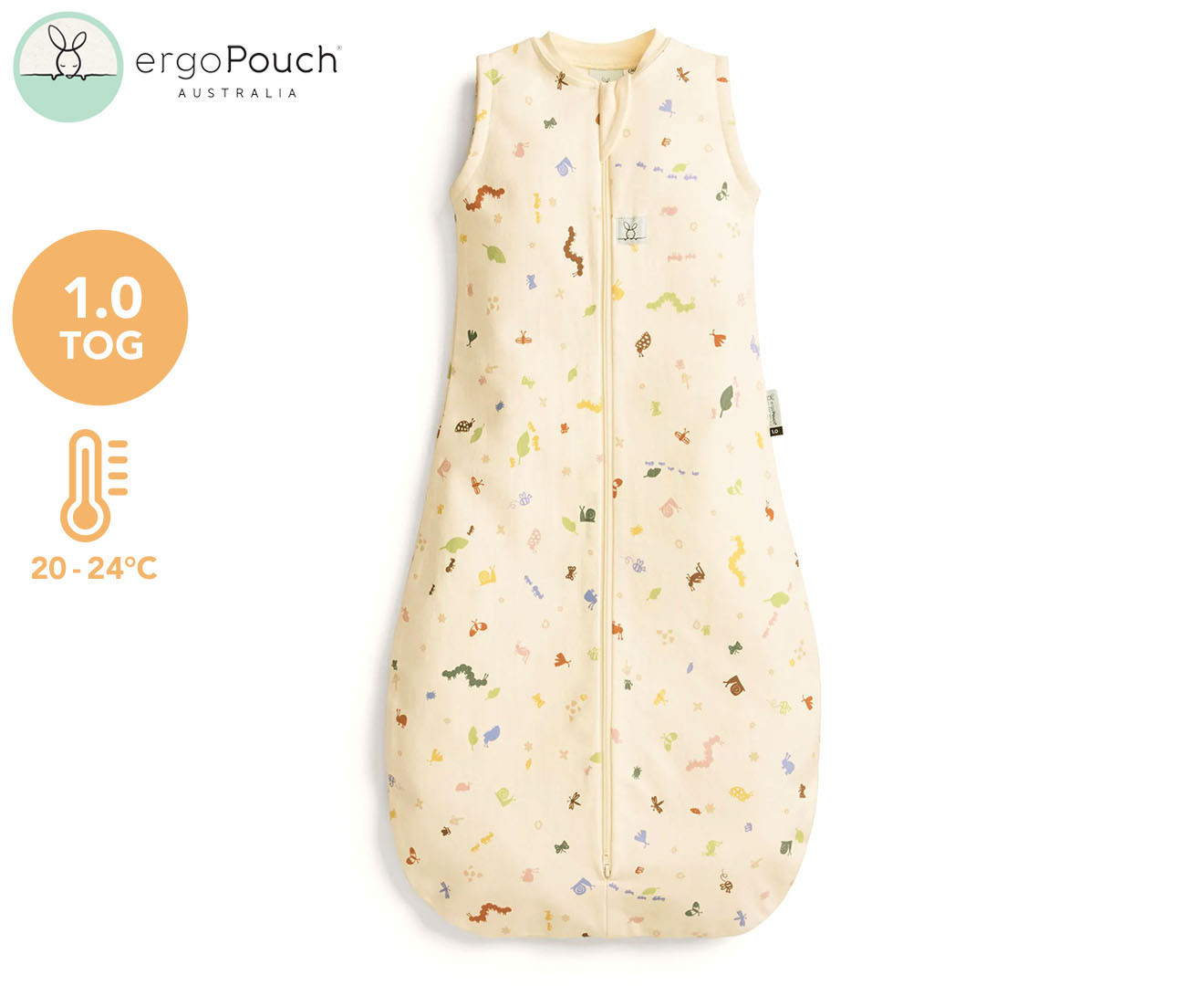 ergoPouch 1.0 Tog Jersey Sleeping Bag - Critters | Catch.com.au