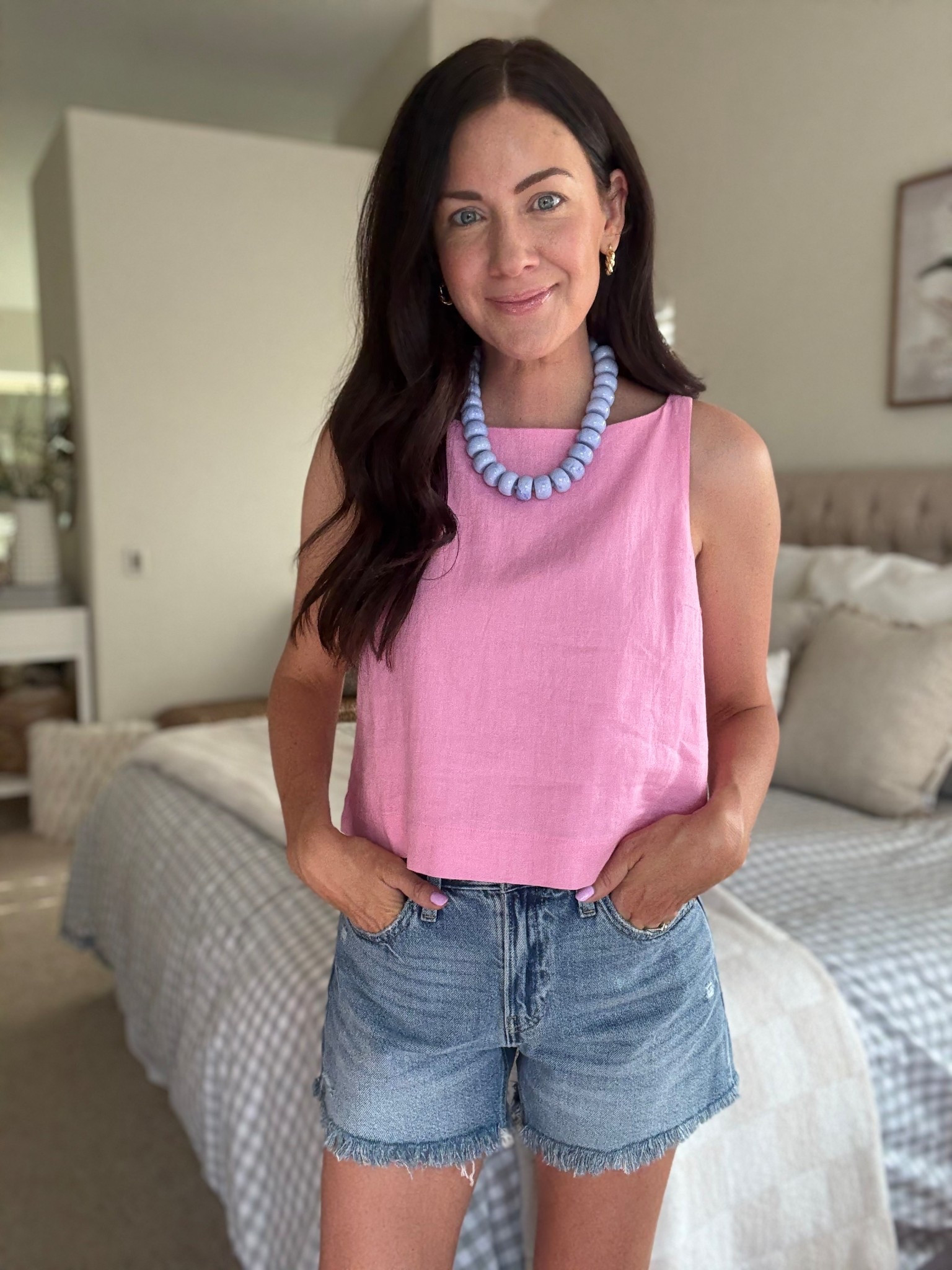 Small linen blend blouse
Jean shorts run tts


#LTKootd #LTKSeasonal #LTKmomlife