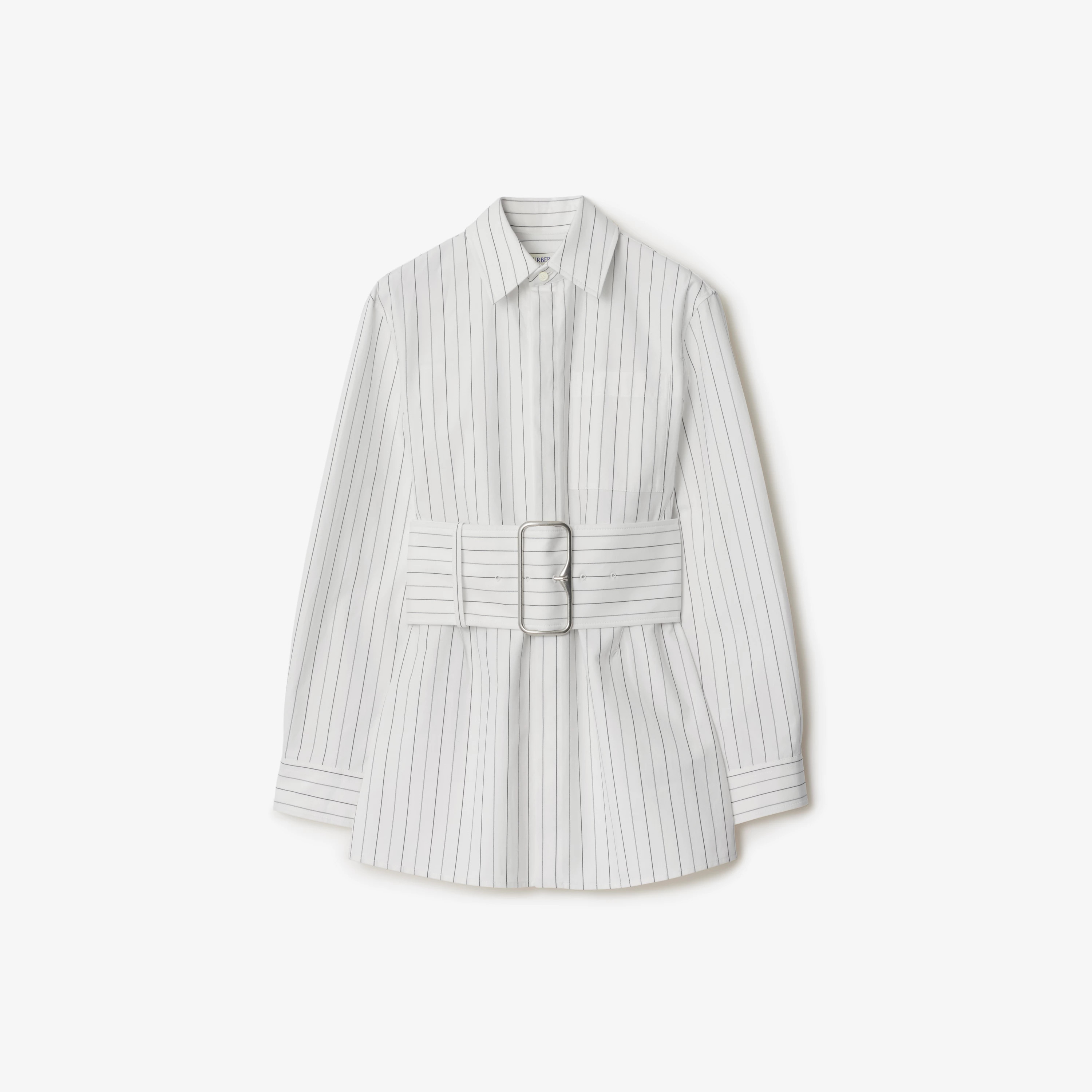 Regular Fit Striped Cotton Shirt in String/coal - Women | Burberry® Official | Burberry (UK)
