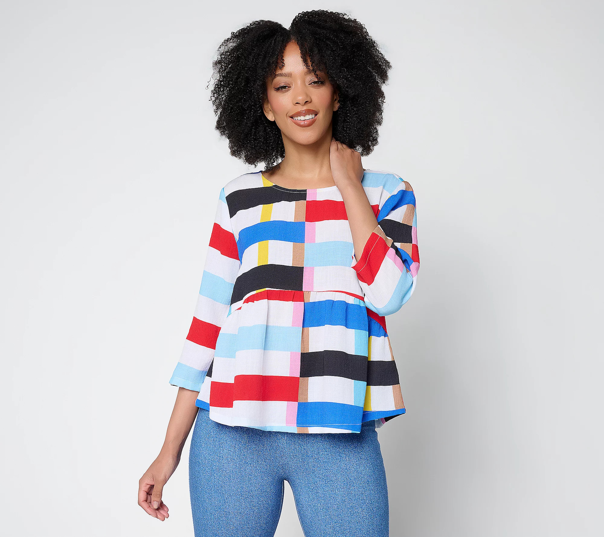 Airee by Aimee Kestenberg A-Line Top with Flounce Hem | QVC