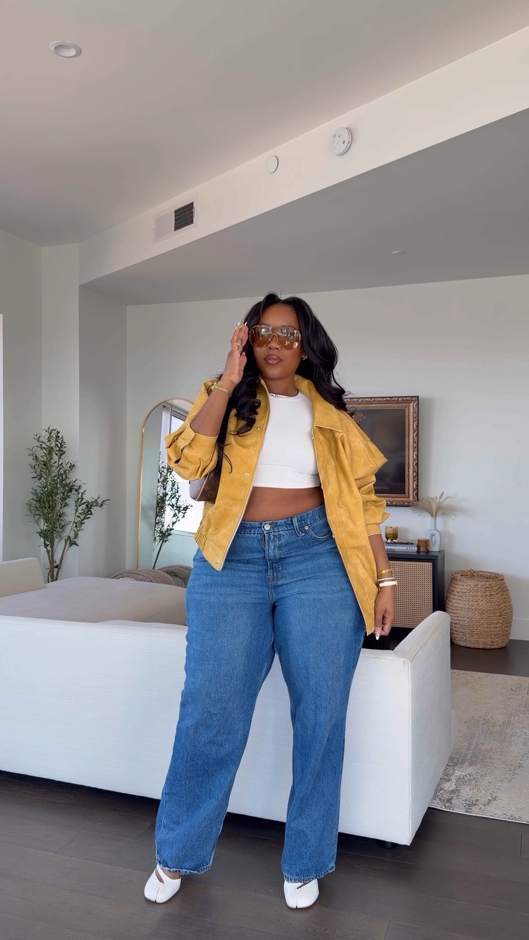 Cool weather fits 🤍 wearing a large in the jacket, medium in the top, size 16 in the Jeans

#LTKootd #LTKPlusSize #LTKMidsize