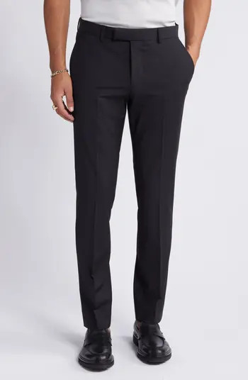 Solid Slim Fit Wool Blend Trousers | Nordstrom