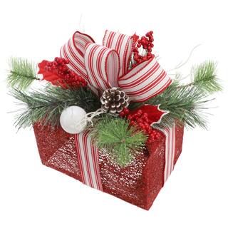 12.5" Red LED Gift Box Tabletop Accent with Pinecone by Ashland® | Michaels Stores