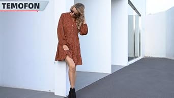 TEMOFON Womens Long Sleeve Dress: Leopard Printed Tunic Casual Loose V Neck Fall Flowy Mini Dress... | Amazon (US)