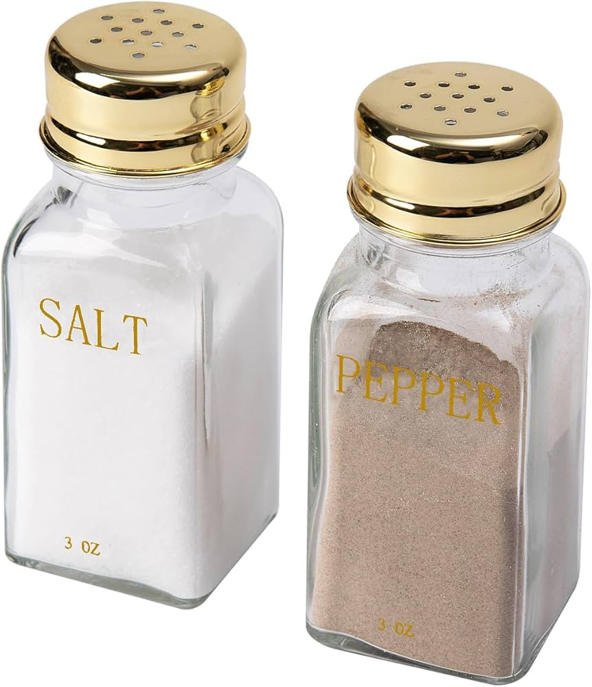 Gold Clear Salt and Pepper Shakers Set- Modern Kitchen Decor, White and Gold Kitchen Decor & Acce... | Amazon (US)