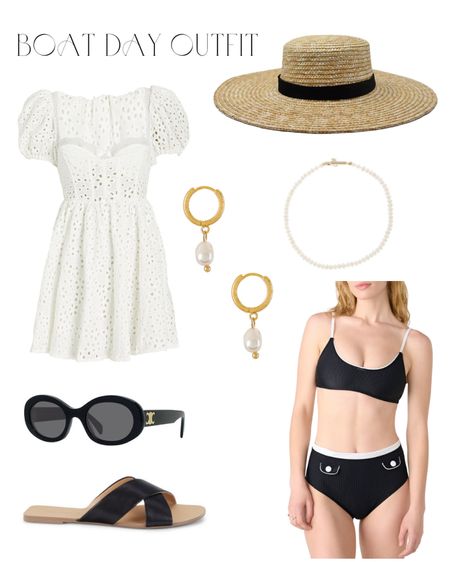 Boat day outfit // white eyelet dress // black and white bikini // beach day outfit // beach vacation outfit // resort outfit // getaway outfit // bikini // swimwear // vacation outfit // summer outfit // swim 

#LTKSale 

#LTKtravel #LTKswim