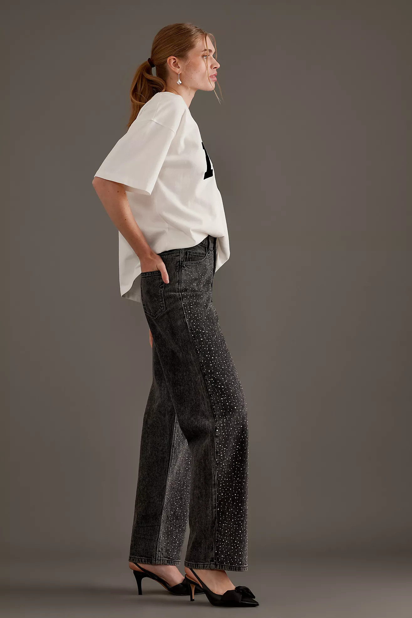Selected Femme Marley-Merle Rhinestone Wide-Leg Jeans | Anthropologie (UK)