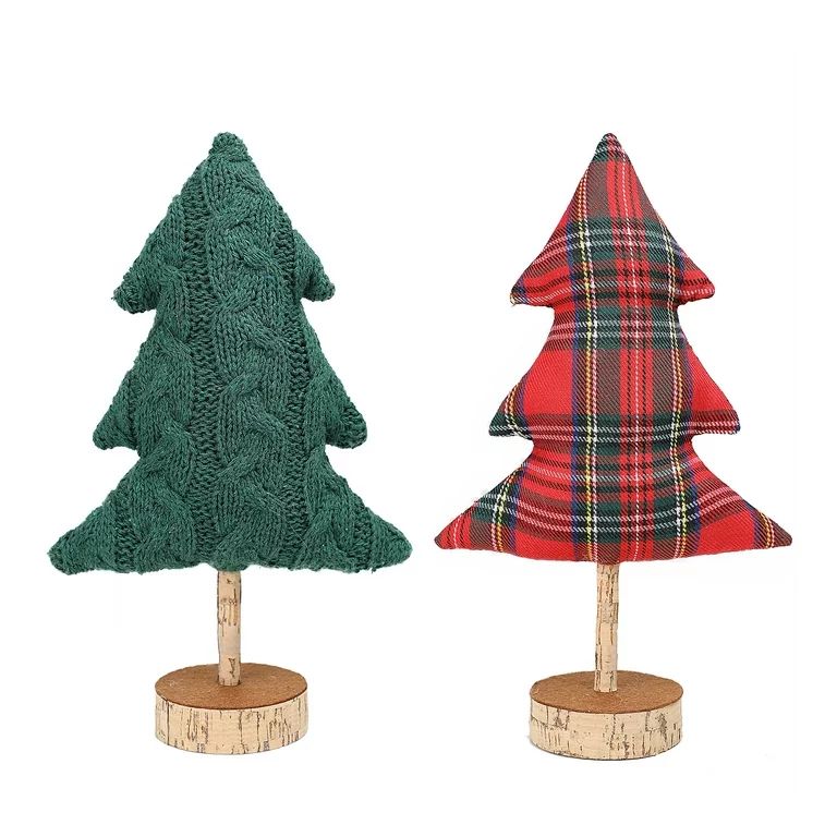 Holiday Medium Fabric Tree Set of 2; Christmas Tabletop Décor - Walmart.com | Walmart (US)