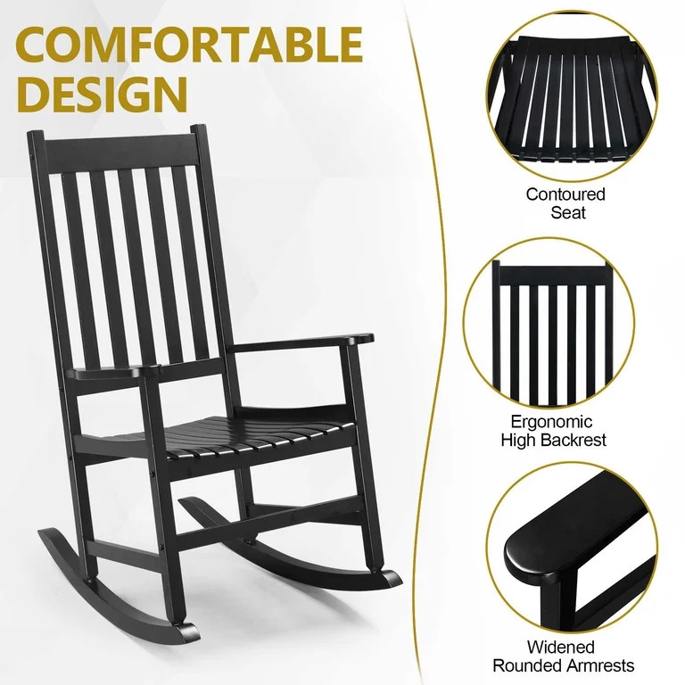 Ktaxon Wooden Rocking Chair, Wood Rocker, Patio  Chair, Wooden Rocker, Wood Chair for Outdoors an... | Walmart (US)
