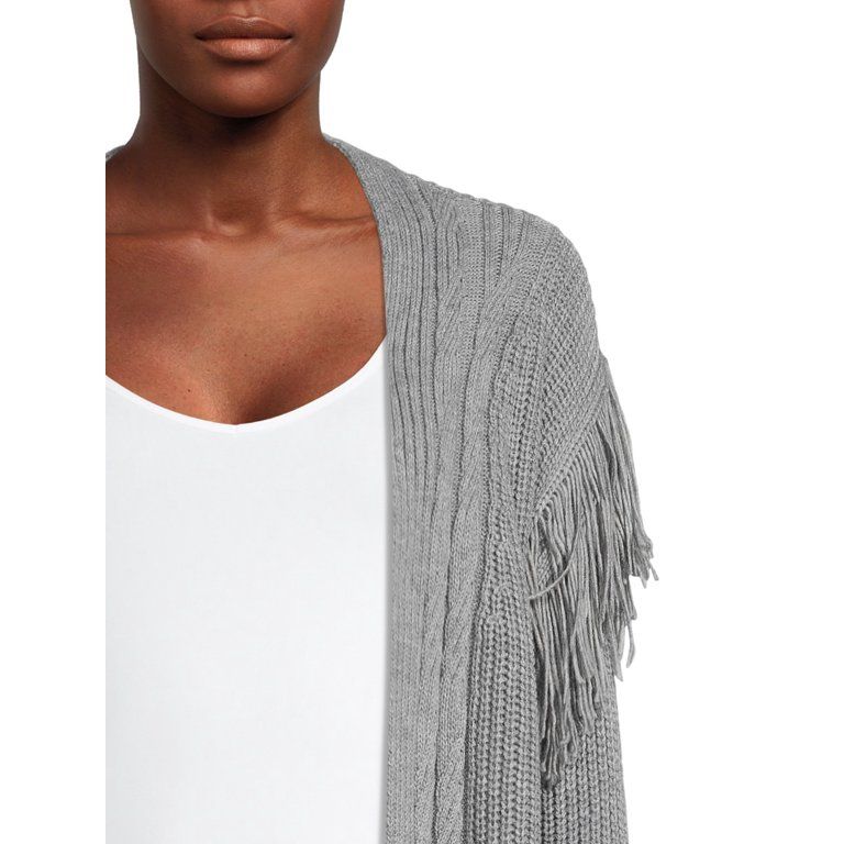 Time and Tru Women's Stitch Fringe Cardigan | Walmart (US)