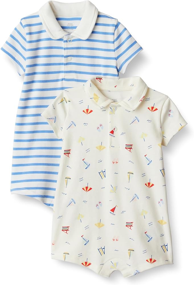 Amazon Essentials x Sofia Grainge Baby Boys' Short Sleeve Cotton Polo Romper, Pack of 2 | Amazon (US)