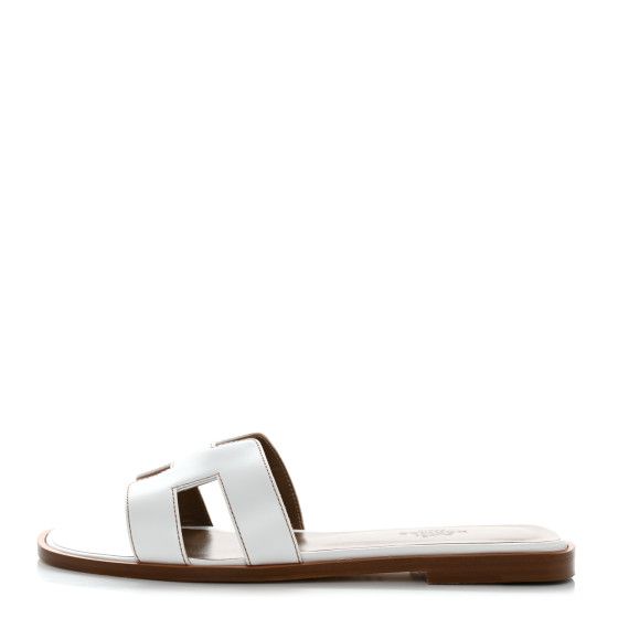 HERMES Box Calfskin Oran Sandals 36 White | FASHIONPHILE (US)