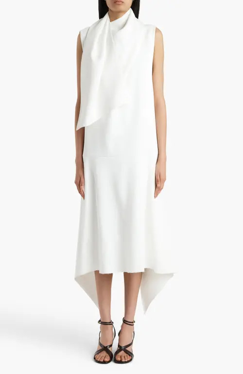 Khaite Loell Asymmetric Scarf Dress in Chalk at Nordstrom, Size 12 | Nordstrom