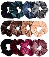 Whaline 12 Pieces Hair Scrunchies Velvet Elastics Scrunchy Bobbles Soft Hair Bands Hair Ties (12 Col | Amazon (US)