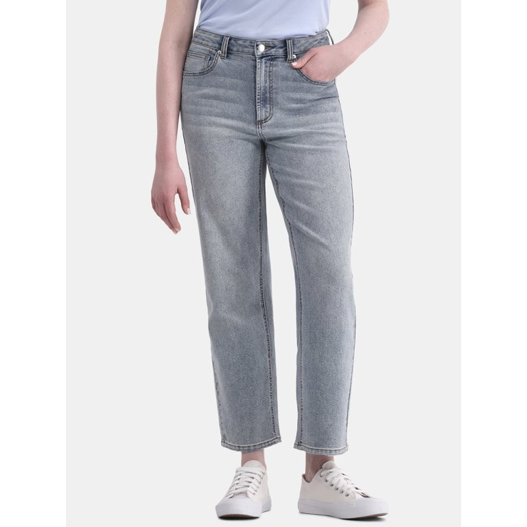No Boundaries High-Rise Straight Leg Jeans, 29.5” Inseam, Women's and Women's Plus | Walmart (US)