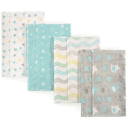Luvable Friends Basics Baby Boy and Girl Flannel Burp Cloth, 4-Pack - Elephant | Walmart (US)