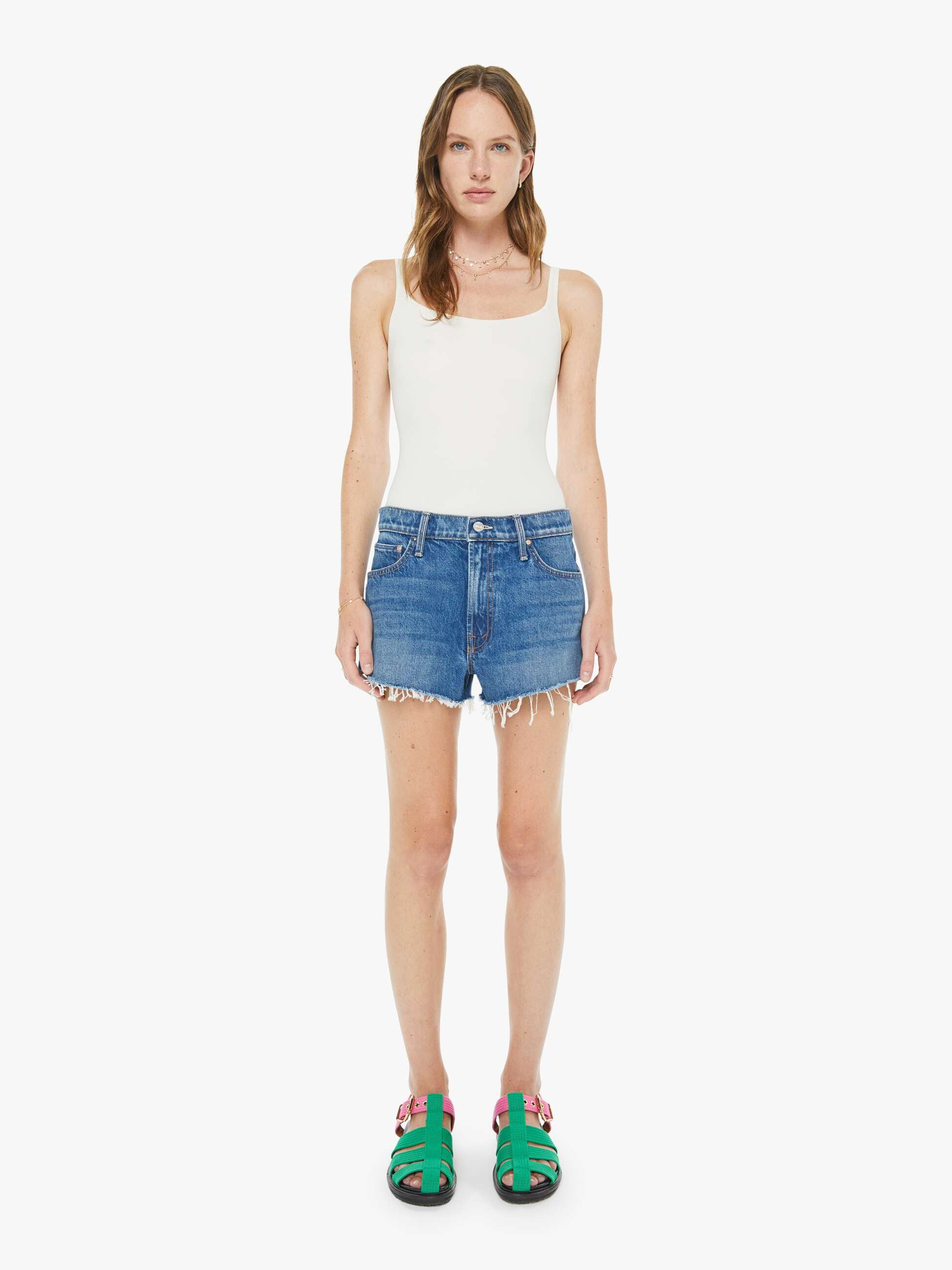 The Dodger Short Short Fray - Green Thumb | Mother Denim